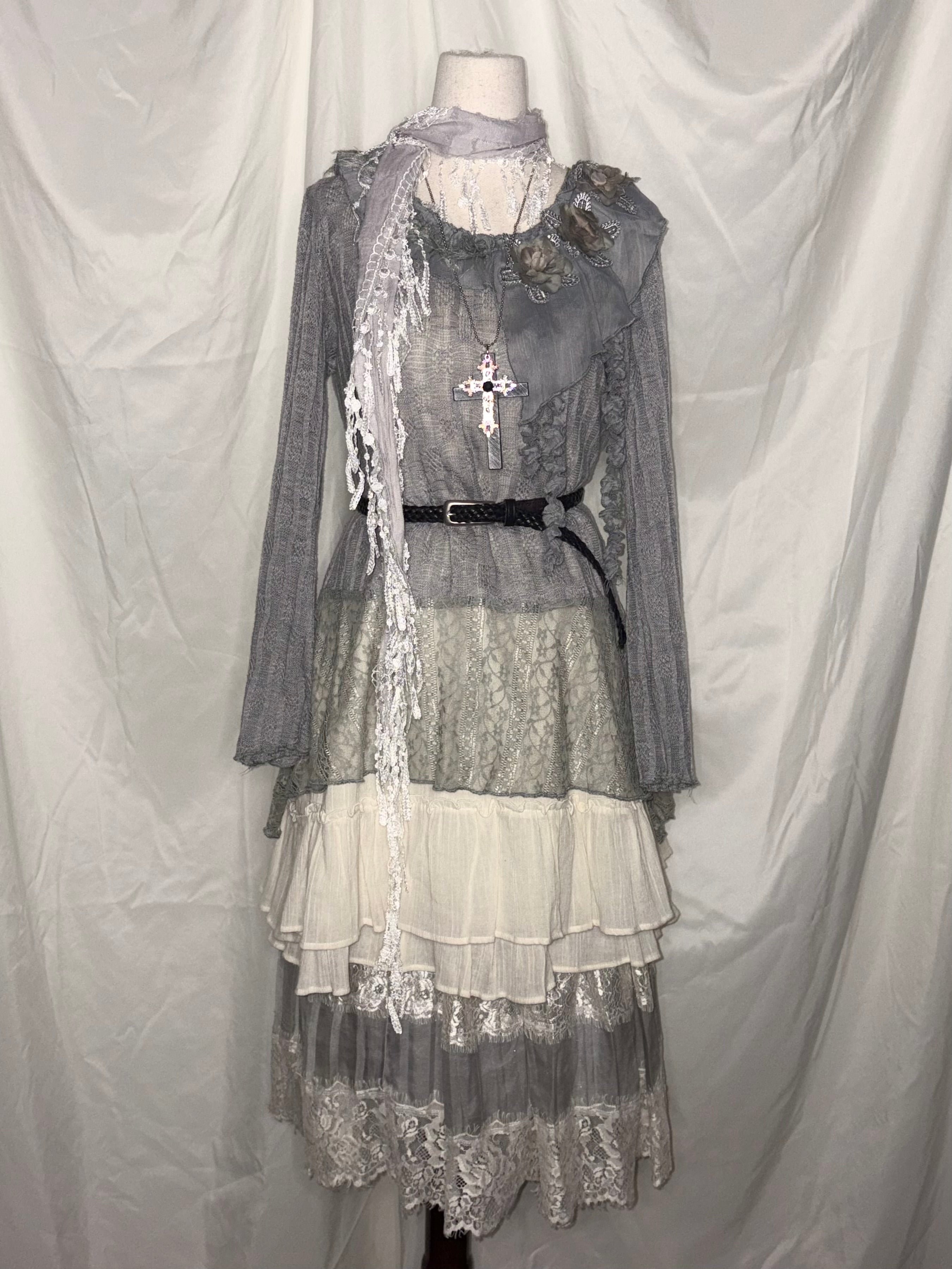 Baby blue lace skirt