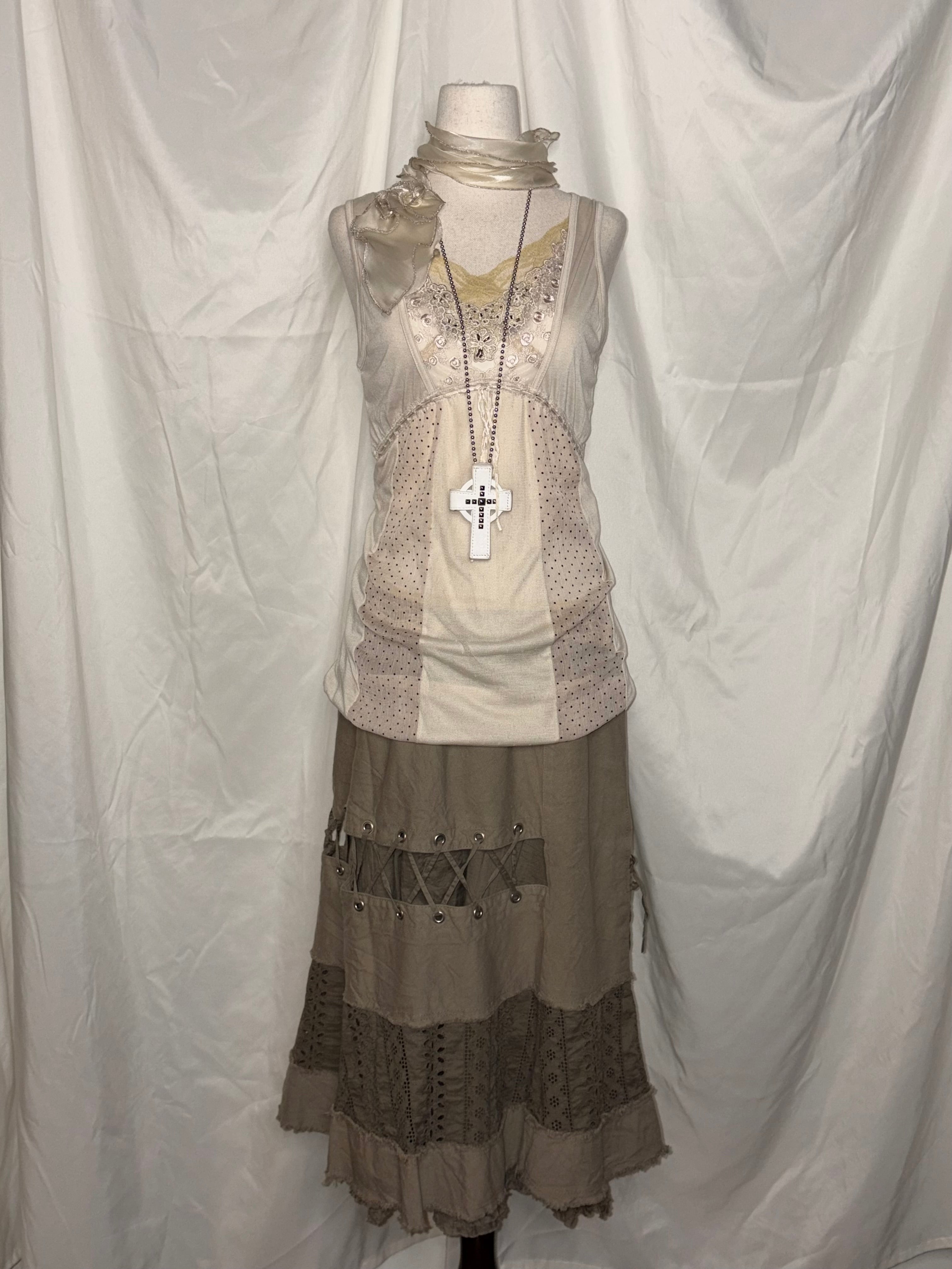 Vintage fairygrunge olive skirt